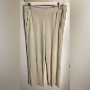 Chic Cream Wide Leg Ribbed Pants 6
